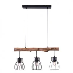 Rendez Vous Déco Suspensions Suspension 3 Lampes En Bois D'eucalyptus Et Métal Noir -Luminaires Ventes suspension 3 lampes en bois d eucalyptus et metal noir 5