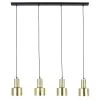 Maisons Du Monde Suspensions Suspension 4 Abat-jours En Laiton Doré Et Support En Métal Noir 94x127