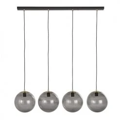 Maisons Du Monde Suspensions Suspension 4 Globes En Verre Noir Fumé Et Support En Métal Noir