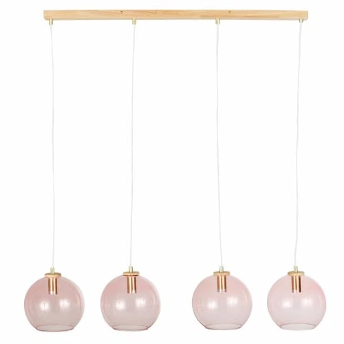 Maisons Du Monde Suspensions Suspension 4 Globes En Verre Teinté Rose Et Hêtre 3 Maisons Du Monde Suspensions Suspension 4 Globes En Verre Teinté Rose Et Hêtre