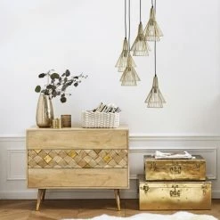 Maisons Du Monde Suspensions Suspension 5 Abat-jours Filaires Dorés -Luminaires Ventes suspension 5 abat jours filaires dores 1000 12 37 202618 3