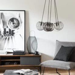 Maisons Du Monde Suspensions Suspension 5 Boules En Verre Et Verre Fumé -Luminaires Ventes suspension 5 boules en verre et verre fume 1000 16 16 165205 6