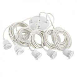 Hoopzi Suspensions Suspension 5 Fils électriques En Tissu Blanc 3,5m Douille Blanche