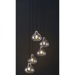 Maisons Du Monde Suspensions Suspension 5 Globes En Verre Et Métal Noir -Luminaires Ventes suspension 5 globes en verre et metal noir 1000 10 15 177422 4