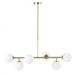 Maisons Du Monde Suspensions Suspension 6 Globes En Verre Opaline Et Métal Doré