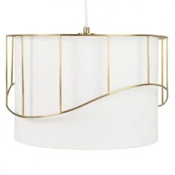 Maisons Du Monde Suspensions Suspension Abat Jour Blanc Et Métal Filaire Doré H25