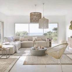 Maisons Du Monde Suspensions Suspension Avec Abat-jour Tressé En Macramé Coloris Blanc -Luminaires Ventes suspension avec abat jour tresse en macrame coloris blanc 1000 16 8 212142 3