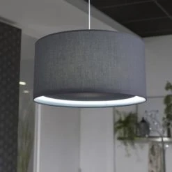 Metropolight Suspensions Suspension Cylindre Avec Diffuseur Textile Gris D39cm -Luminaires Ventes suspension cylindre avec diffuseur textile gris d39cm 2