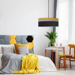 Kauze Luminaires Suspensions Suspension Déco Noir Et Jaune Moutarde Ø 40 -Luminaires Ventes suspension deco noir et jaune moutarde oe 40 1