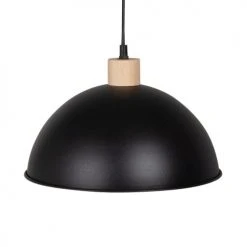 Maisons Du Monde Suspensions Suspension Demi-sphère En Métal Noir Et Bois D30