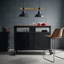 Maisons Du Monde Suspensions Suspension Double En Métal Noir Et Manguier -Luminaires Ventes suspension double en metal noir et manguier 1000 6 18 177384 10