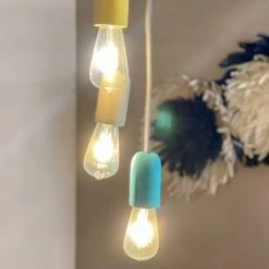 Pirouette Paris Suspensions Suspension En Béton 3 Douilles Gris Jaune Et Vert -Luminaires Ventes suspension en beton 3 douilles gris jaune et vert 2