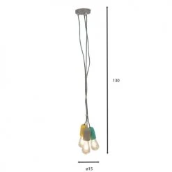 Pirouette Paris Suspensions Suspension En Béton 3 Douilles Gris Jaune Et Vert -Luminaires Ventes suspension en beton 3 douilles gris jaune et vert 3