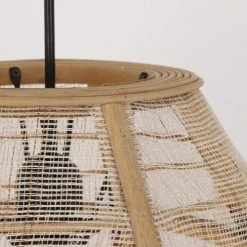 Mica Decorations Suspensions Suspension En Bois Beige Et Lin -Luminaires Ventes suspension en bois beige et lin 2