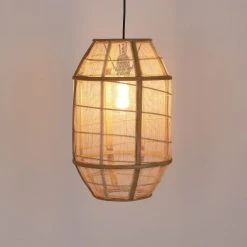 Mica Decorations Suspensions Suspension En Bois Beige Et Lin -Luminaires Ventes suspension en bois beige et lin 4