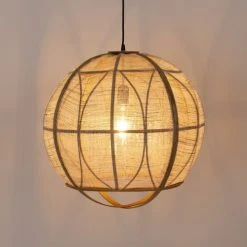 Mica Decorations Suspensions Suspension En Bois Beige Et Lin -Luminaires Ventes suspension en bois beige et lin 8