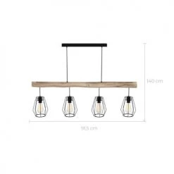 Rendez Vous Déco Suspensions Suspension En Bois Et Métal 4 Lampes -Luminaires Ventes suspension en bois et metal 4 lampes 2