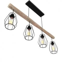 Rendez Vous Déco Suspensions Suspension En Bois Et Métal 4 Lampes -Luminaires Ventes suspension en bois et metal 4 lampes 3