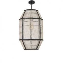 Mica Decorations Suspensions Suspension En Bois Noir Et Lin -Luminaires Ventes suspension en bois noir et lin 9