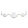 Wadiga Suspensions Suspension En Métal Doré Et 3 Globes En Verre Opale Blanc 85x20x25cm