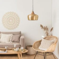 Maisons Du Monde Suspensions Suspension En Métal Doré Et Manguier -Luminaires Ventes suspension en metal dore et manguier 1000 16 39 177241 3