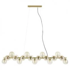Maisons Du Monde Suspensions Suspension En Métal Doré Globes En Verre Ambré