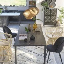 Maisons Du Monde Suspensions Suspension En Métal Noir Et 3 Abat-jours En Corde Tressés -Luminaires Ventes suspension en metal noir et 3 abat jours en corde tresses 1000 15 38 210696 3