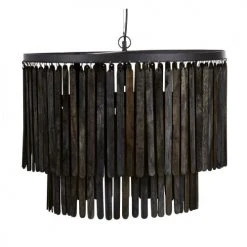 Maisons Du Monde Suspensions Suspension En Métal Noir Et Bois De Manguier