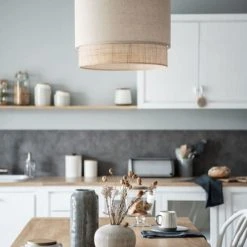 Maisons Du Monde Suspensions Suspension En Rotin Et Coton Gris -Luminaires Ventes suspension en rotin et coton gris 1000 4 14 223792 3