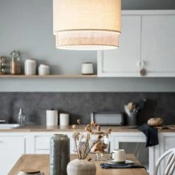 Maisons Du Monde Suspensions Suspension En Rotin Et Coton Gris -Luminaires Ventes suspension en rotin et coton gris 1000 4 14 223792 4