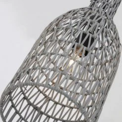 Lussiol Lighting Suspensions Suspension En Rotin Gris D. 19 Cm -Luminaires Ventes suspension en rotin gris d 19 cm 2