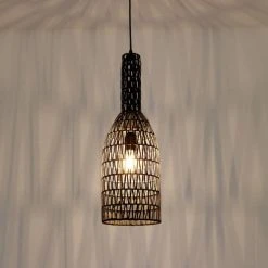 Lussiol Lighting Suspensions Suspension En Rotin Noir D. 19 Cm -Luminaires Ventes suspension en rotin noir d 19 cm 2