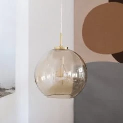 Dyberg Larsen Suspensions Suspension En Verre Ambre Et Laiton, H 30 Cm D 30 Cm -Luminaires Ventes suspension en verre ambre et laiton h 30 cm d 30 cm 2