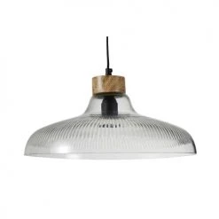 Maisons Du Monde Suspensions Suspension En Verre Ciselé Transparent Et Manguier