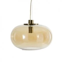 Maisons Du Monde Suspensions Suspension En Verre Teinté Ambré Et Métal Doré