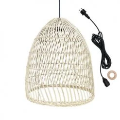 LUMISKY Suspensions Suspension Extérieur Rotin Beige D40CM
