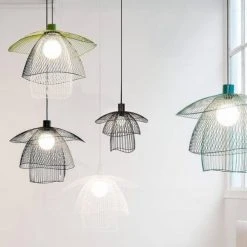 Forestier Suspensions Suspension Métal Filaire Blanc D56cm -Luminaires Ventes suspension metal filaire blanc d56cm 2