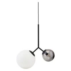 House Doctor Suspensions Suspension Laiton En Verre Blanc Et Gris -Luminaires Ventes suspension noire en verre blanc et gris