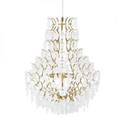 Maisons Du Monde Suspensions Suspension Pampilles En Verre Opaline Et Métal Doré Vieilli