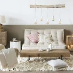 Maisons Du Monde Suspensions Suspension Rampe 5 Douilles En Peuplier Et Métal Blanc -Luminaires Ventes suspension rampe 5 douilles en peuplier et metal blanc 1000 0 4 202708 3