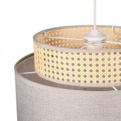 Decoratie Suspensions Suspension Ronde Gigogne Cannage Gris D40cm -Luminaires Ventes suspension ronde gigogne cannage gris d40cm 1