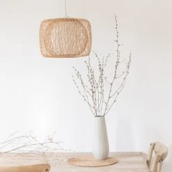 Maisons Du Monde Suspensions Suspension Tambour En Bambou Et Toile Blanche -Luminaires Ventes suspension tambour en bambou et toile blanche 1000 2 3 199837 2