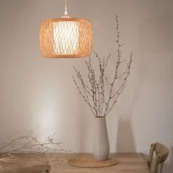 Maisons Du Monde Suspensions Suspension Tambour En Bambou Et Toile Blanche -Luminaires Ventes suspension tambour en bambou et toile blanche 1000 2 3 199837 3