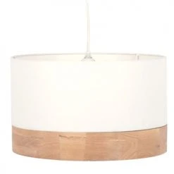 Maisons Du Monde Suspensions Suspension Tambour En Coton Beige Et Chêne