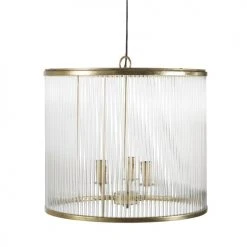 Maisons Du Monde Suspensions Suspension Tambour En Verre 3 Branches En Métal Doré