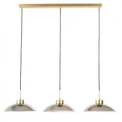 Maisons Du Monde Suspensions Suspension Triple En Métal Doré Et Verre Teinté Noir